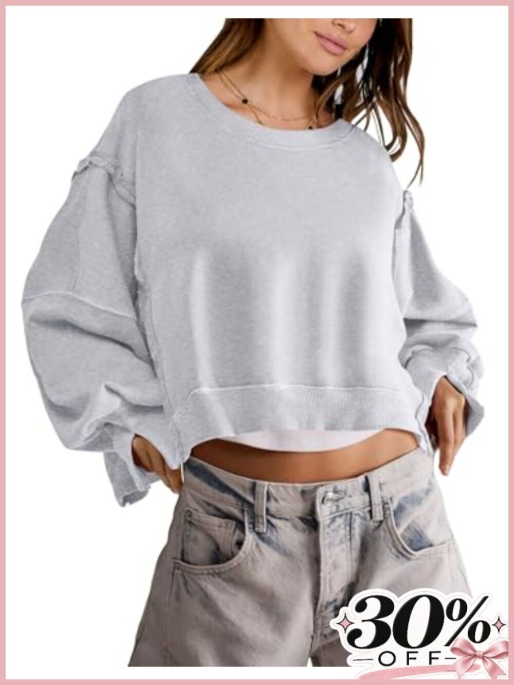 Oversized Cropped Crewneck Sweatshirt Women Pullover Casual